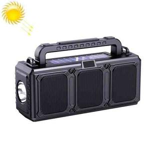 DV-860 Dual-Solar Flashlight Bluetooth Speaker FM Card Radio(Black)