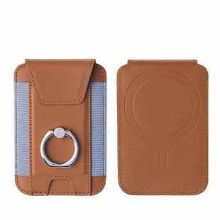 Magsafe Card Holder with Ring Elastic Wallet For iPhone 15/14/13/12 Series(Brown)
