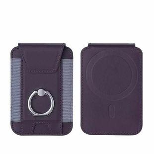 Magsafe Card Holder with Ring Elastic Wallet For iPhone 15/14/13/12 Series(Dark Purple)