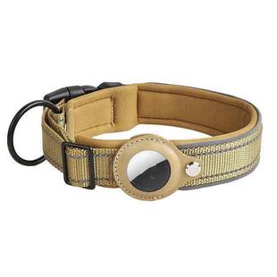 For AirTag Tracker Dog Collar Neoprene Lining Reflective Pet Collar, Size: S(Dark Khaki)