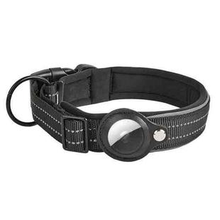 For AirTag Tracker Dog Collar Neoprene Lining Reflective Pet Collar, Size: S(Black)