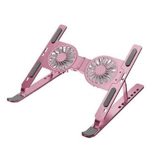 C9 Pro RGB Ambient Light Foldable Fan Cooling Laptop Aluminum Alloy Heightening Stand, Color: Pink