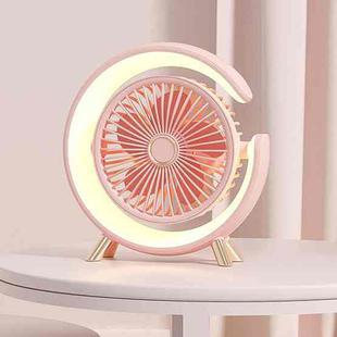 USB Charging Desktop Fan With Light Student Dormitory Light Sound Office Aroma Desktop Fan(Pink)