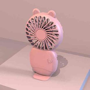 Summer Cartoon Pocket Handheld Stand Fan Rechargeable Silent Mini Fan(Pink)