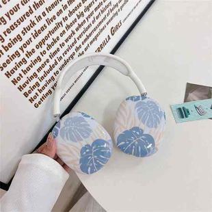 For AirPods Max 1Pair Tropical Leaf Pattern Headphone Silicone Case(Blue)