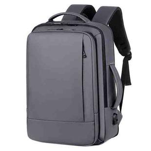 Expandable Business Waterproof Laptop Backpack With USB Port(Grey)