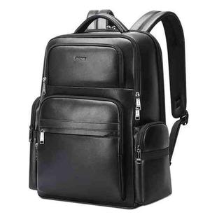 Bopai 61-98611 Large-capacity Waterproof First-layer Cowhide Laptop Backpack With USB+Type-C Port(Black)