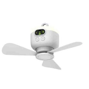 Mini Ceiling Fan Portable Camping Fan With Light &  Remote Built In 8000mAh Battery(White)