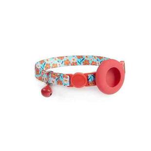 For AirTag Pet Collar Holder Print Design Case with Bell and Safety Buckle, Style: Red Flowers