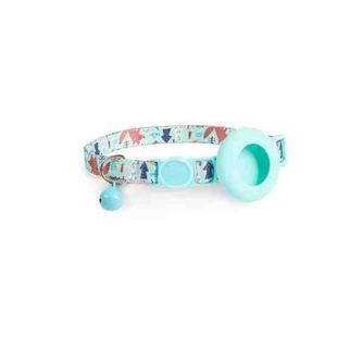 For AirTag Pet Collar Holder Print Design Case with Bell and Safety Buckle, Style: Blue Forest