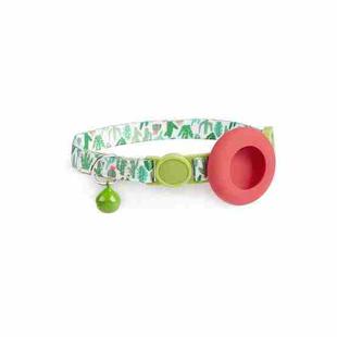 For AirTag Pet Collar Holder Print Design Case with Bell and Safety Buckle, Style: Green Jungle