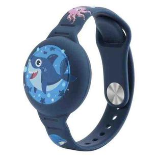 For Airtag Cartoon Watch Strap Locator Silicone Protective Cover Anti-lost Device Case(Shark)