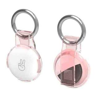 For Airtag Back Clip Keychain Locator Protective Case Anti-lost Device Cover(Transparent Pink)