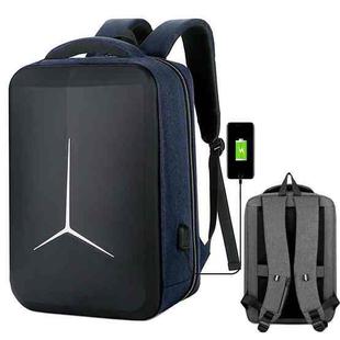 15 inch Multifunctional Waterproof Business Sports Laptop Backpack with USB Port(Navy Blue)