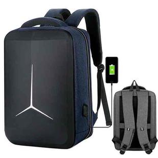 17 inch Multifunctional Waterproof Business Sports Laptop Backpack with USB Port(Navy Blue)