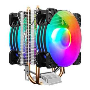 COOLMOON Frost Double Copper Tube CPU Fan Desktop PC Illuminated Silent AMD Air-Cooled Cooler, Style: P22 Magic Moon Edition Double Fan