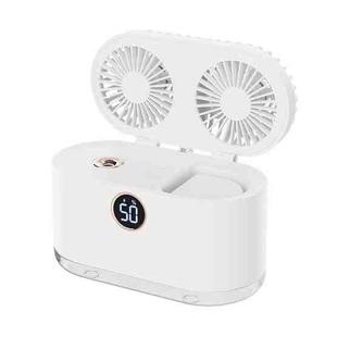WT-818 Dual-leaf Spray Smart Digital Display Desktop Fan Night Light Humidification Cooler(White)