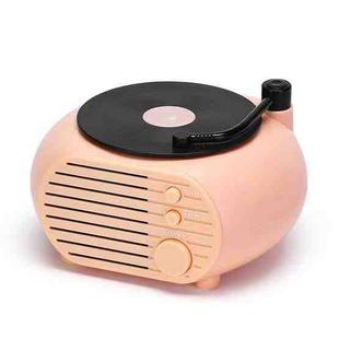 Retro Mini Record Player Wireless Bluetooth Speaker Multifunctional Card Desktop Speaker(Pink Black)