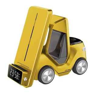 T20 5-in-1 Car-shaped Desktop Alarm Clock Wireless Charger with Atmosphere Light(Yellow)