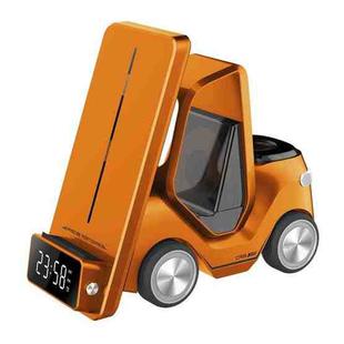 T20 5-in-1 Car-shaped Desktop Alarm Clock Wireless Charger with Atmosphere Light(Orange)