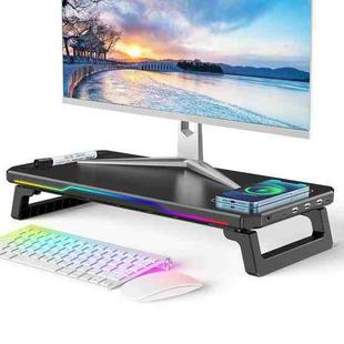 RGB Computer Monitor Stand Riser 3 USB 2.0 +1 Type-C Ports, Spec: Basic Black