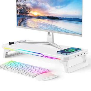 RGB Computer Monitor Stand Riser 3 USB 2.0 +1 Type-C Ports, Spec: Basic White