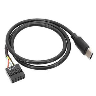 50cm Motherboard USB 9Pin To Type-C Straight Data Double Shielded Cable(Black)