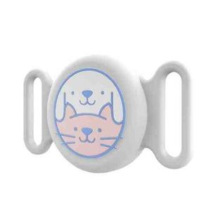 For AirTag Pet Collar Locator Silicone Life Waterproof Protective Case(White)