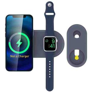 For Apple Watch / iPhone AhaStyle PT135 2 In 1 Silicone Wireless Charging Base(Midnight Blue)