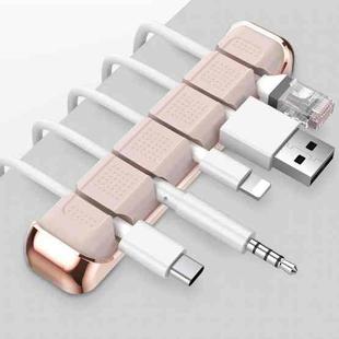 AhaStyle PT125 Aluminum Alloy + Silicone 5 Holes Position Cable Holder Desktop Data Cable Clip(Pink)