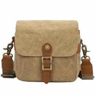 Retro Camera Canvas Bag Shoulder Messenger Bag Travel Portable Case(Khaki)