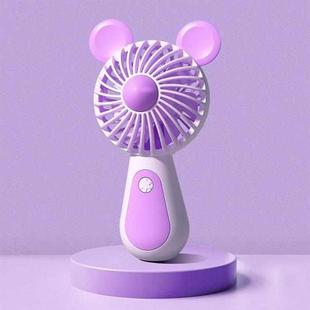 Cute Cartoon Handheld Small Fan Mini Portable USB Charging Fan, Size: Bear(Purple)