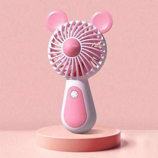 Cute Cartoon Handheld Small Fan Mini Portable USB Charging Fan, Size: Bear(Pink)