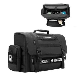 Cwatcun D115 Shoulder Crossbody Waterproof Leather Film DSLR Camera Bag, Color: Black Medium