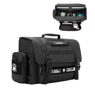 Cwatcun D115 Shoulder Crossbody Waterproof Leather Film DSLR Camera Bag, Color: Black Large