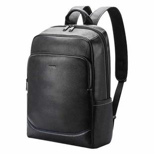 Bopai 61-121671A Top-Layer Cowhide Large-Capacity Casual Business Laptop Backpack(Black)