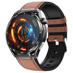 F200 Smart Health Watch ECG Electrocardiogram Blood Sugar Monitoring 1.55 Inch Round Screen, Color: Black Brown Leather