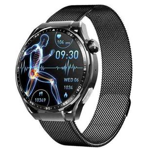 F200 Smart Health Watch ECG Electrocardiogram Blood Sugar Monitoring 1.55 Inch Round Screen, Color: Black Milan