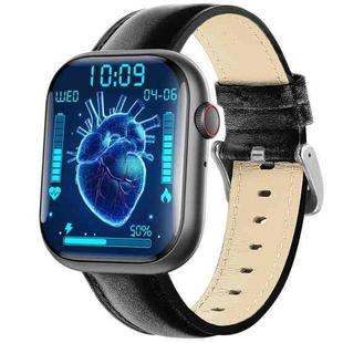 F70  2.1 Inch Screen Smart Watch With Blood Sugar/Blood Oxygen Monitoring /SOS Alarm/100+ Sports Modes, Color: Black Leather