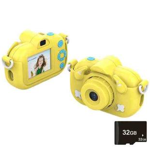 DC501 2.0-Inch 4X Zoom HD Digital Camera Mini Children Photography Camera, Color: Yellow+32G