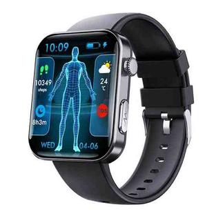 F300  2.1-Inch Screen Smart Watch Supports Bluetooth Calls/ECG/Blood Composition Analysis/50+ Sports Modes, Color: Black Silicone