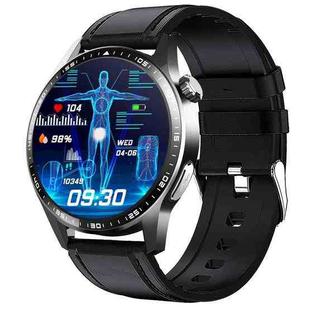 F400  1.55 Inch Screen Smart Watch Support ECG/ Blood Oxygen / Blood Sugar / 150+ Sports Mode, Color: Black Leather