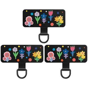 3pcs Stainless Steel Mobile Phone Lanyard Gasket Universal Hand Strap Fixed Connector(Cartoon Garden)