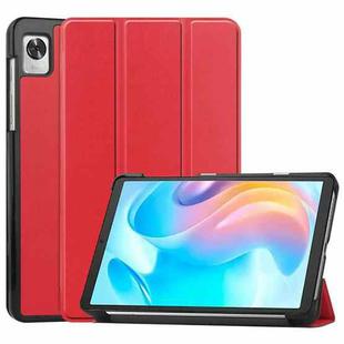 For Blackview Tab 60 8.68-Inch 2023 Custer Pure Color 3-Fold Holder Smart Leather Tablet Case(Red)