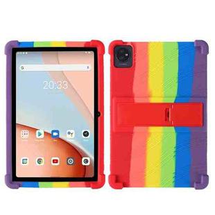 For Blackview Tab 7 Wifi 10.1-inch Shockproof Silicone Tablet Case with Holder(Rainbow)