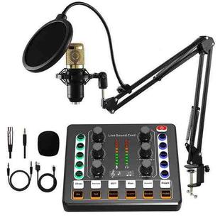 M8 Recording And Singing Live Bluetooth Sound Card Set, Color: Black+Gold Cantilever