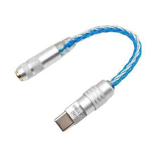 Type-C To 3.5mm Conversion Cable DAC Earphone Decoding Braided Wire, Style: Silver Adapter Blue Line