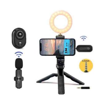 3.5mm Receiver Wireless Lavalier Microphone 9-inch Fill Light Tripod Set for Live Photography, Spec:  Single Mic