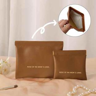 2pcs /Set PU Data Cable Earphone Storage Bag Mini Portable Lipstick Pouch Coin Purse, Size: Large+Small(Brown)