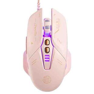 Inphic W8 Upgraded Wired Gaming Mice Macro Definition Light Emitting Mute Computer Mouse(Milk Tea Color)